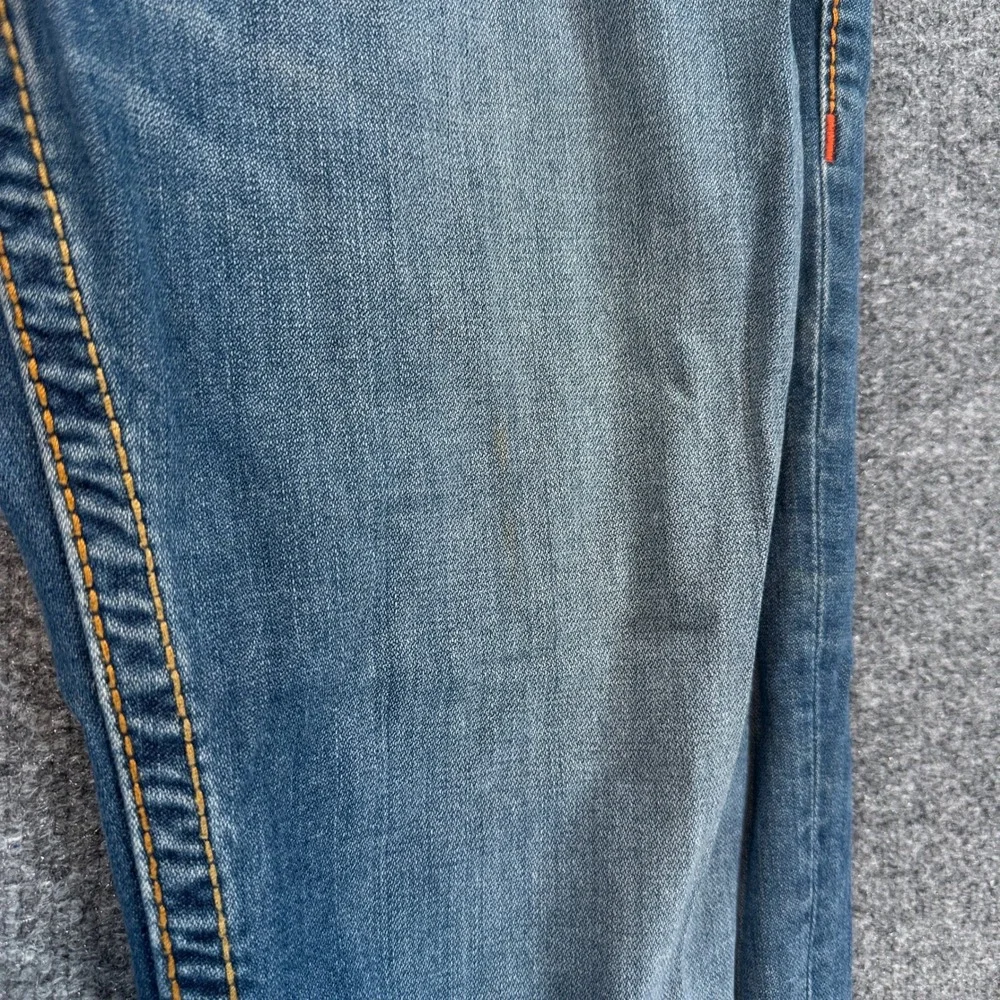 True Religion Slim Jeans Mens 38 Blue Contrast Stitch Horseshoe Denim Casual
